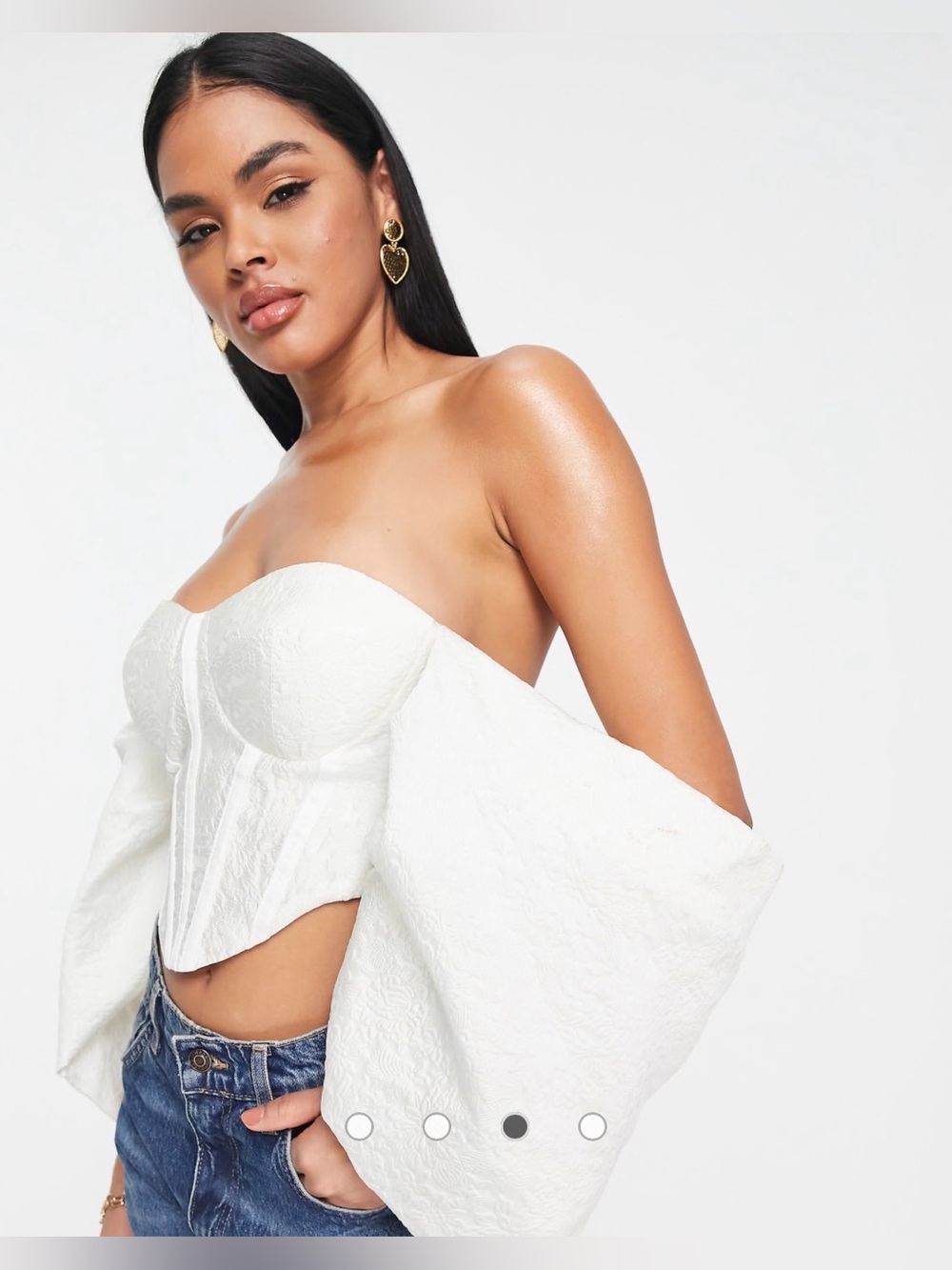 Strapless Off-Shoulder White Corset Top